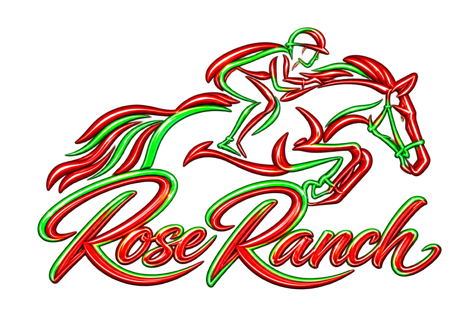 Rose Ranch logo with a horse and rider over the Rose Ranch name